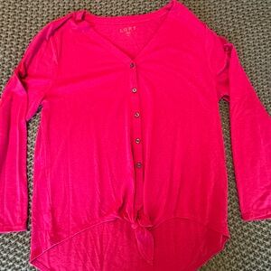 Thin soft pink Thai front long sleeve shirt from LOFT